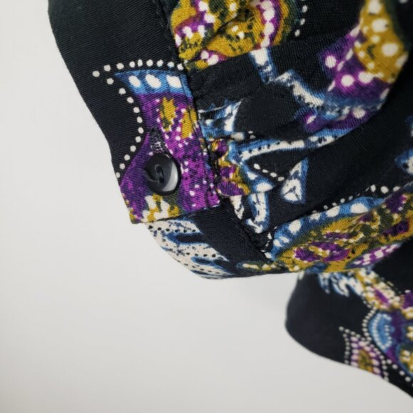 ba&sh Valska Shirt Black Paisley Print Button Up 3/4 Sleeve Size 0/XS - Picture 8 of 11